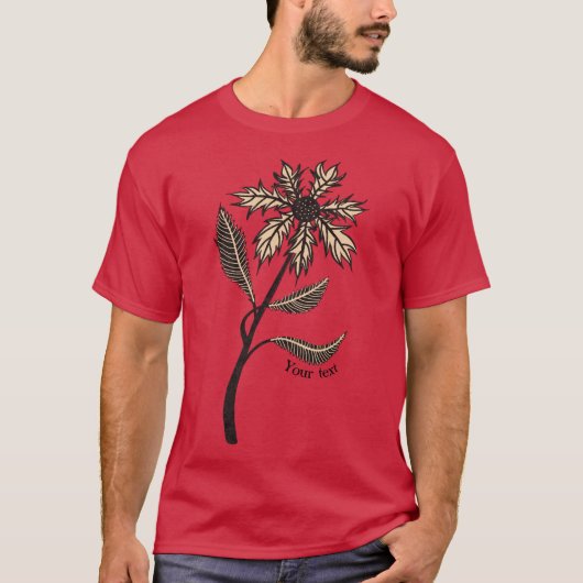 Gothic Flower Retro Ink Red Text T-S T-shirt (Voorkant)