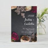 Gothic Flowers Wedding Invitation Kaart (Staand voorkant)