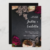 Gothic Flowers Wedding Invitation Kaart (Voorkant / Achterkant)