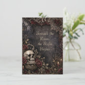 Gothic Fluwelen Schedel Uitnodiging (Staand voorkant)