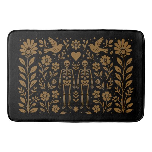 Gothic Folk Art Skeleton Bath Mat (Voorkant)