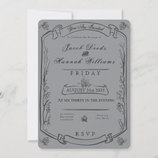 Gothic Forest Moody Wedding Invitation Kaart (Voorkant)