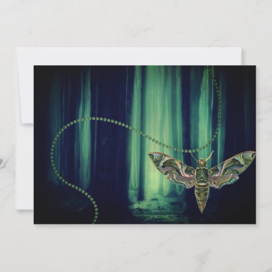 Gothic Forest Moth Wedding Kaart (Achterkant)