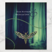 Gothic Forest Moth Wedding Wijn Etiket (Enkel label)
