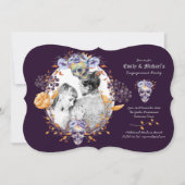 Gothic FOTO Bruiloft/Verloving Paarse Schedels Kaart (Voorkant)