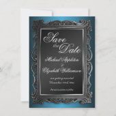 Gothic Frame Blauw Save the Date-aankondigingen Kaart (Voorkant)