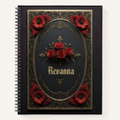 Gothic Frame with Red Flowers Notitieboek (Voorkant)