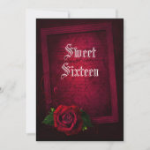 Gothic Framed Letter & Red Rose Sweet 16 Kaart (Voorkant)