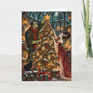 Gothic Frankenstein & Bruid Creepmas Kerstcadeau Feestdagen Kaart