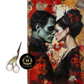 Gothic Frankenstein Monster Bruid Decoupage Tissue Tissuepapier