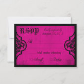Gothic Fuchsia and Black Lace RSVP Card (Voorkant)