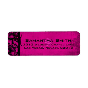 Gothic Fuchsia Zwart Damask Trouwlabels Etiket