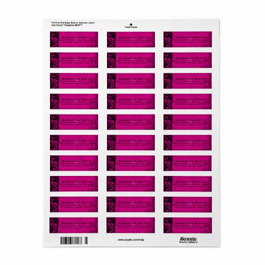 Gothic Fuchsia Zwart Damask Trouwlabels Etiket (Full Sheet)