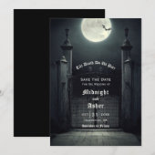 Gothic Full Moon Bat Save the Date (Voorkant / Achterkant)