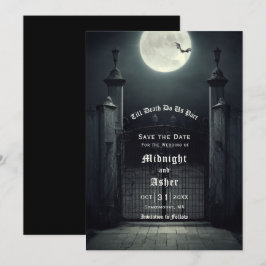 Gothic Full Moon Bat Save the Date