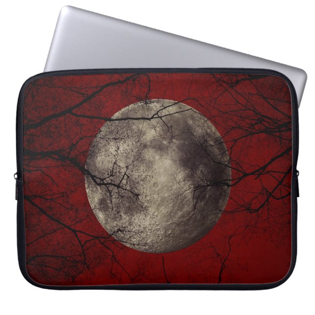 Gothic Full Moon met slingerende bomen Laptop Sleeve (Voorkant)