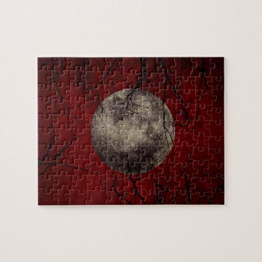 Gothic Full Moon met slingerende bomen Legpuzzel (Horizontaal)