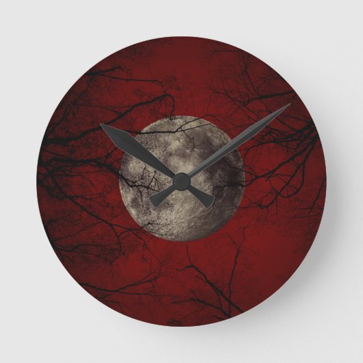 Gothic Full Moon met slingerende bomen Ronde Klok (Voorkant)
