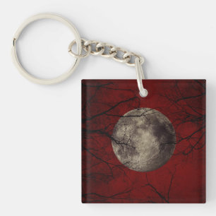 Gothic Full Moon met slingerende bomen Sleutelhanger