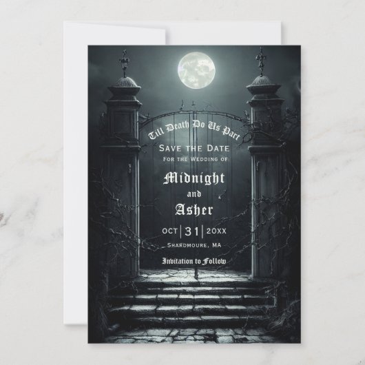 Gothic Full Moon Save the Date (Voorkant)