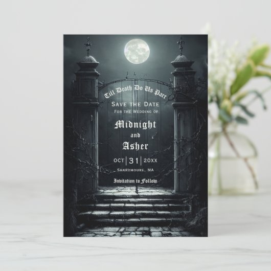 Gothic Full Moon Save the Date (Staand voorkant)
