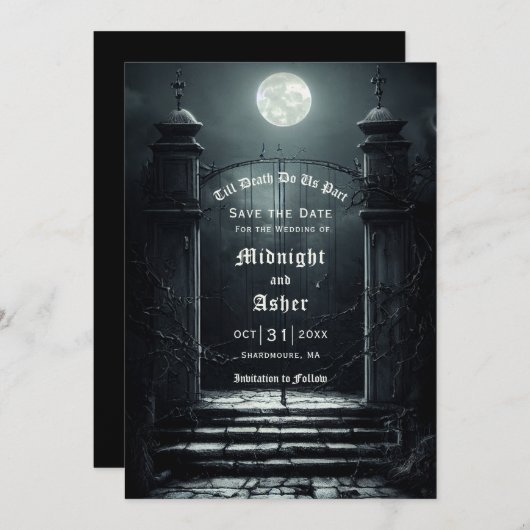 Gothic Full Moon Save the Date (Voorkant / Achterkant)