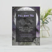 Gothic Full Moon Witches Tea Party Uitnodiging (Staand voorkant)