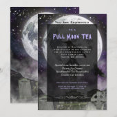 Gothic Full Moon Witches Tea Party Uitnodiging (Voorkant / Achterkant)