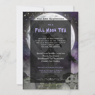 Gothic Full Moon Witches Tea Party Uitnodiging