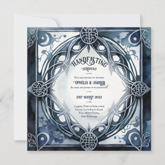 GOTHIC FULLMOON HANDFASTING UITNODIGINGEN CELTIC (Voorkant)