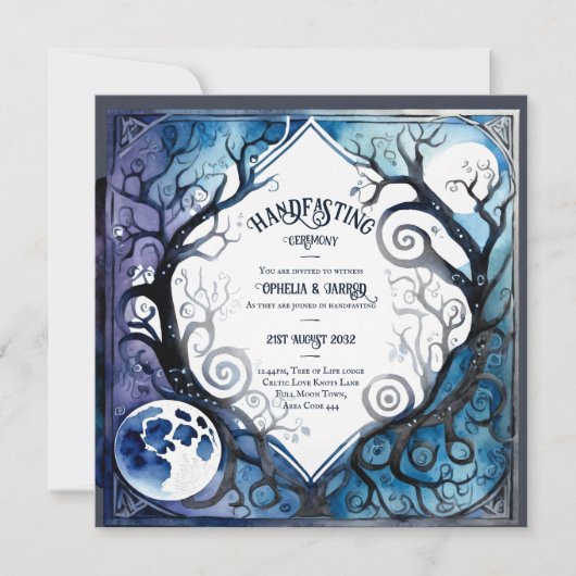 GOTHIC FULLMOON HANDFASTING UITNODIGINGEN CELTIC (Voorkant)