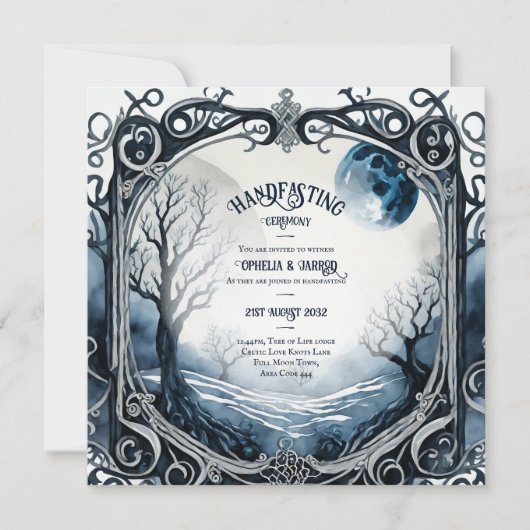 GOTHIC FULLMOON HANDFASTING UITNODIGINGEN CELTIC (Voorkant)