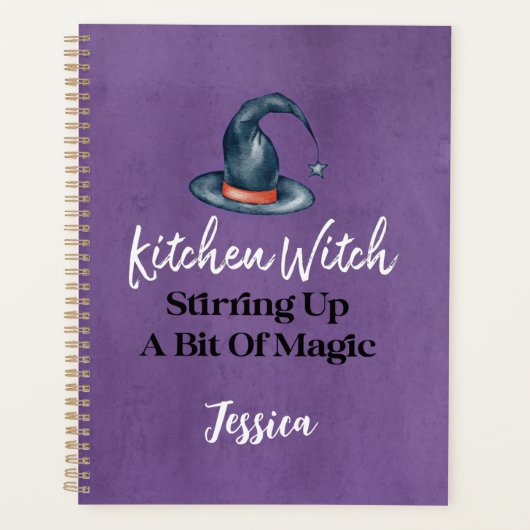 Gothic Funny Cute Kitchen Witch Halloween Recipe Planner (Voorkant)