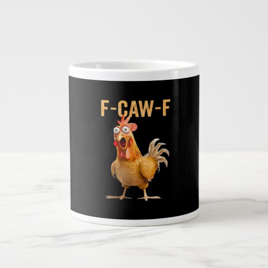 Gothic Funny Humor Crow F-Caw-F Grote Koffiekop (Voorkant)