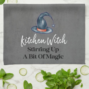 Gothic Funny Kitchen Witch Halloween Kitchen Towel Theedoek