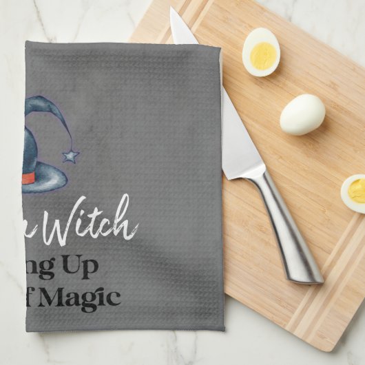 Gothic Funny Kitchen Witch Halloween Kitchen Towel Theedoek (Quarter Fold)