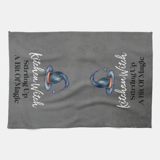 Gothic Funny Kitchen Witch Halloween Kitchen Towel Theedoek (Horizontaal)