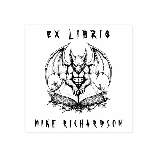 Gothic Gargoyle Bewakingsboek Horror Ex Libris Rubberstempel (Afrduk)