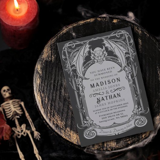 Gothic Gargoyle Halloween bruiloft Kaart