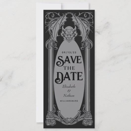 Gothic Gargoyle Halloween Bruiloft Save the Date Kaart (Voorkant)