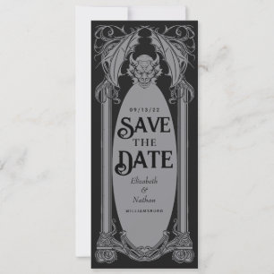 Gothic Gargoyle Halloween Bruiloft Save the Date Kaart