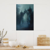 Gothic Gate Begraafplaats Kunstprint, Donkere Cott Poster (Keuken)