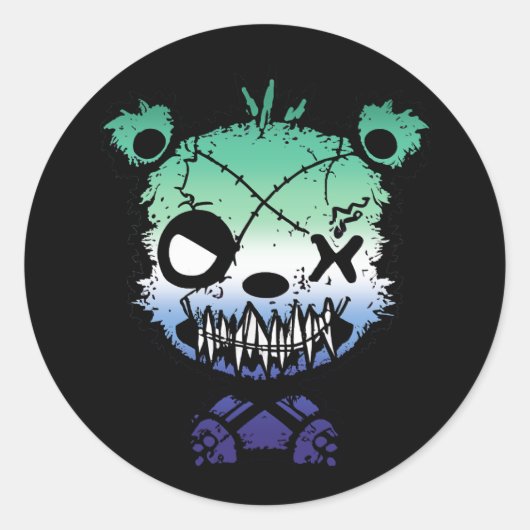 Gothic Gay MLM Pride Vlaggekleurd Beer Ronde Sticker (Voorkant)