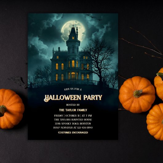 Gothic Geest Huis Halloween Feest Kaart