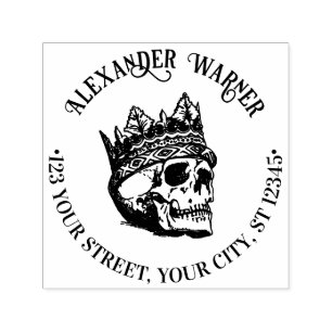 Gothic gekroonde menselijke schedel naam terugkeer  zelfinktende stempel