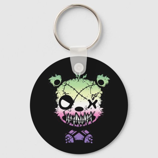 Gothic Genderfae Pride Vlaggekleurd Beer Sleutelhanger (Voorkant)