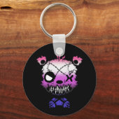 Gothic Genderfluid Pride Vlaggekleurd Beer Sleutelhanger (Voorkant)