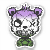 Gothic Genderqueer Pride Vlaggekleurd Beer Sticker (Voorkant)