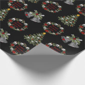 Gothic gepersonaliseerde kerst schedels bomen kran cadeaupapier (Hoek)