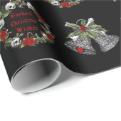 Gothic gepersonaliseerde kerst schedels bomen kran cadeaupapier (Rol Hoek)